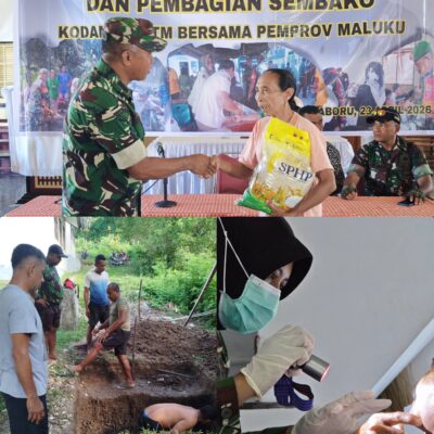 Hadir Ditengah Rakyat , Kodim 1504/Ambon Gelar Pengobatan Massal dan Berbagi Sembako di Aboru