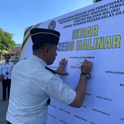 Teguhkan Komitmen Zero HALINAR  ,Rutan Ambon Tanda Tangan Ikrar Bersama