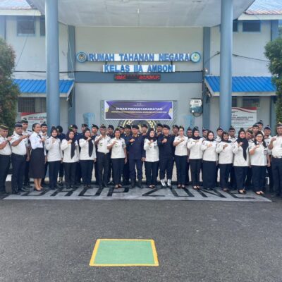Rutan Ambon Gelorakan Ikrar Pemasyarakatan Bersih Dari Handphone Ilegal, Narkoba dan Penipuan