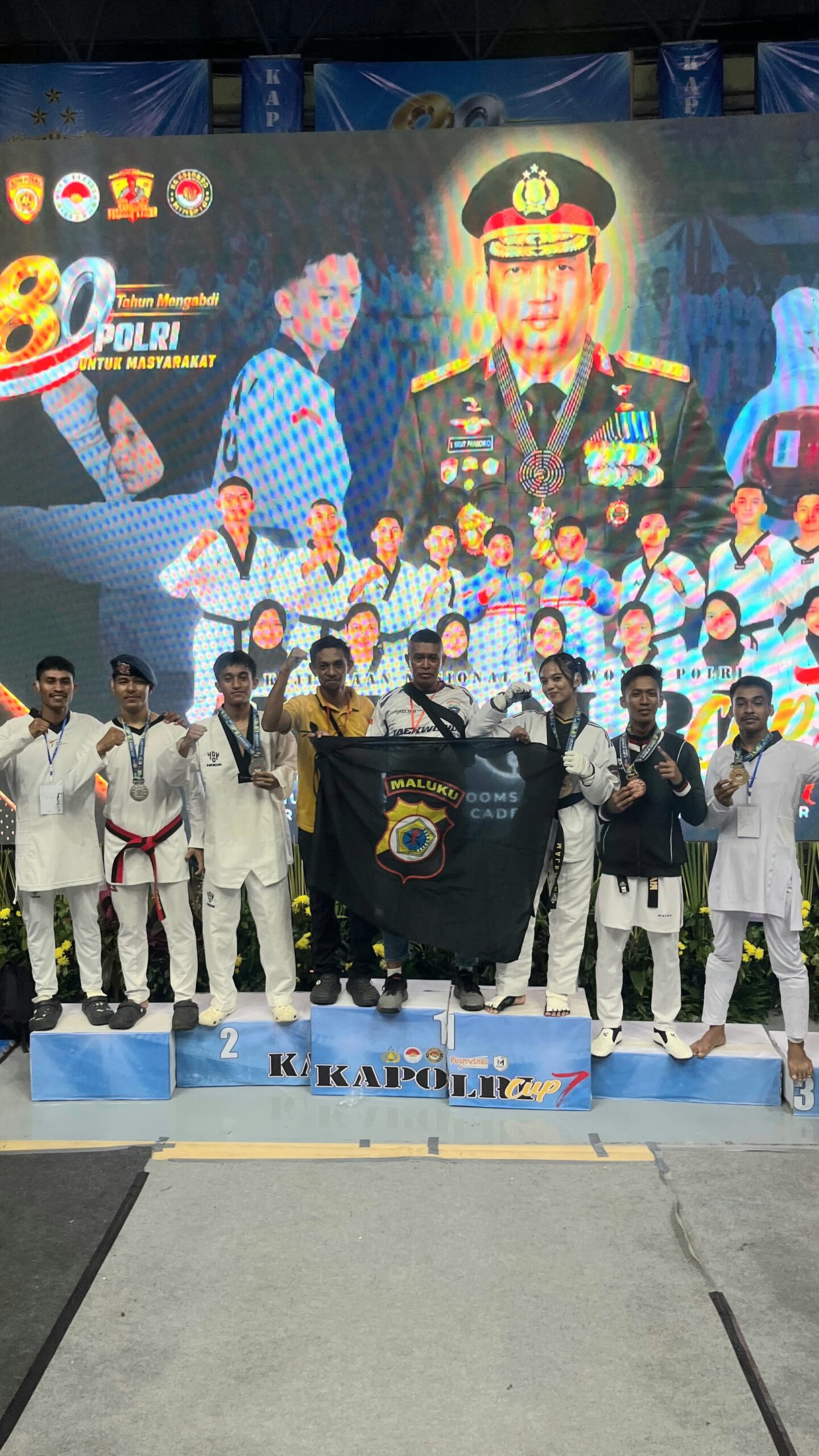 Rebut Tiga Medali di Kejurnas Taekwondo Kapolri Cup VII, Personel Polsek Serwaru dan Dua Anggota Brimob Harumkan Polda Maluku