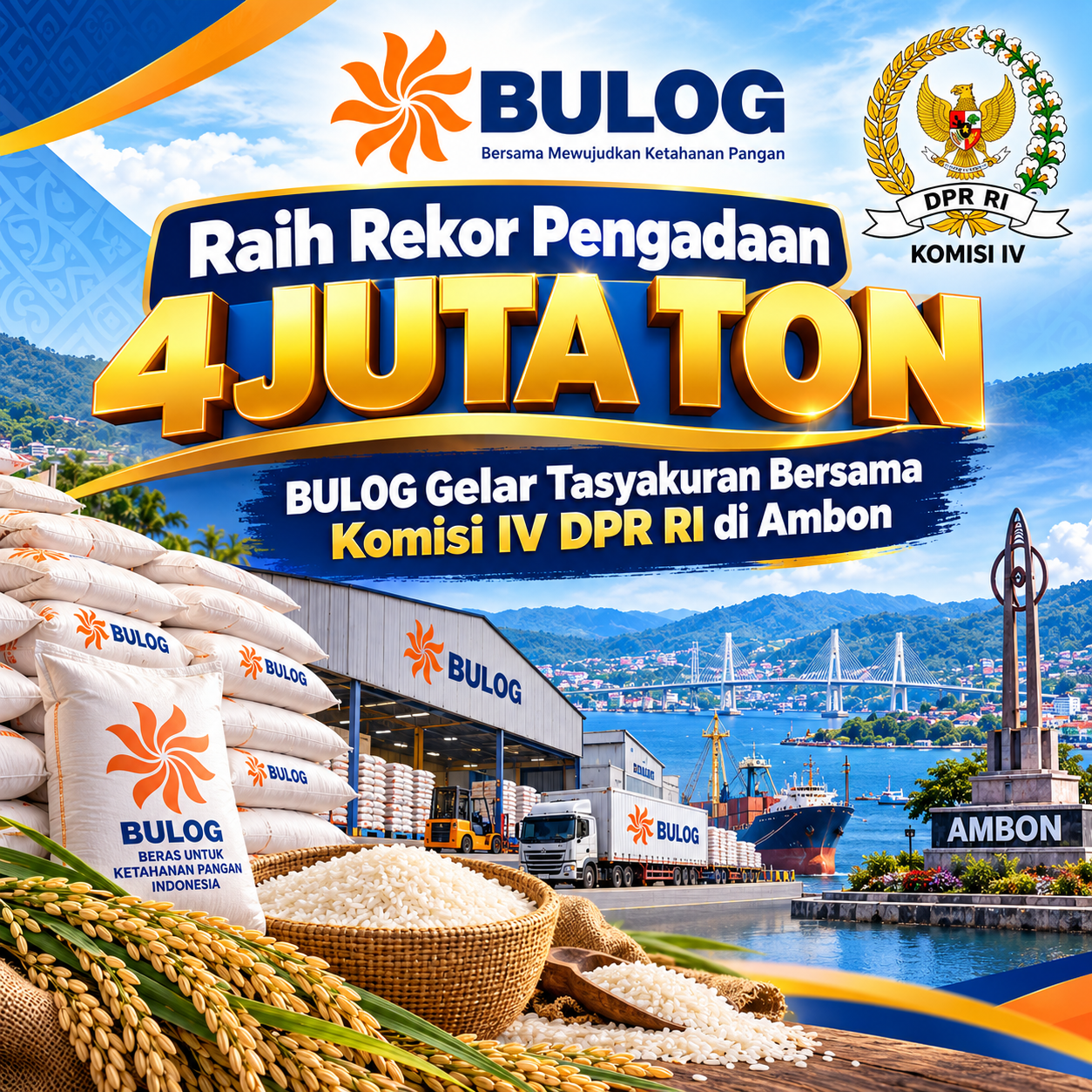 Raih Rekor Pengadaan 4 Juta Ton, BULOG Gelar Tasyakuran Bersama Komisi IV DPR RI di Ambon